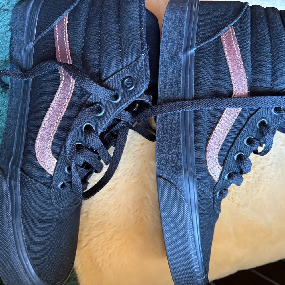 Vans Black and Metallic stripe High-Top Sneakers